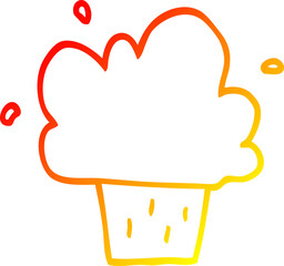 warm gradient line drawing cartoon cupcake