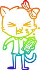 rainbow gradient line drawing cartoon cat