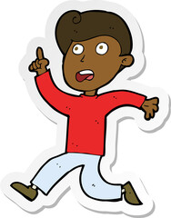 sticker of a cartoon boy panicking