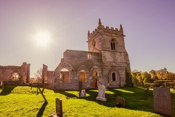 Ruins of the church. The ruins of the gothic church. England, UK. St Mary's Church (ruin), Colston Bassett. 