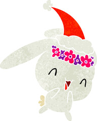 christmas retro cartoon of kawaii rabbit