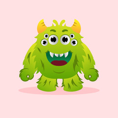 Cute monster kid cartoon vector icon illustration. monster holiday icon concept isolated