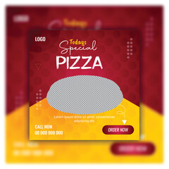 Special tasty pizza and food menu social media banner design template 