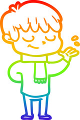 rainbow gradient line drawing cartoon happy boy