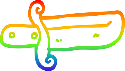 rainbow gradient line drawing cartoon small dagger
