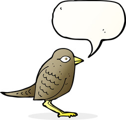 cartoon garden bird with speech bubble