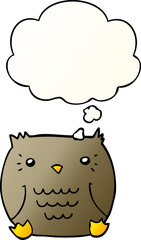 cartoon owl and thought bubble in smooth gradient style