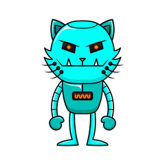 cartoon cat robots isolated on white background