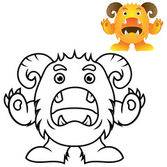 Coloring Pages for kids Education Cute monster cartoon vector icon illustration. monster holiday icon concept isolated