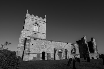 Ruins of the church. The ruins of the gothic church. England, UK. St Mary's Church (ruin), Colston Bassett. 
