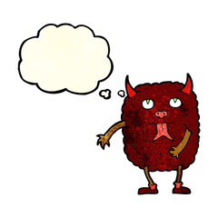 funny cartoon monster with thought bubble