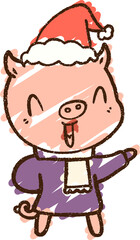 Christmas Pig Chalk Drawing