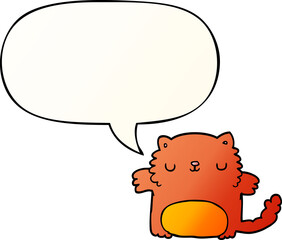 cartoon cat and speech bubble in smooth gradient style