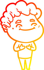 warm gradient line drawing cartoon friendly man