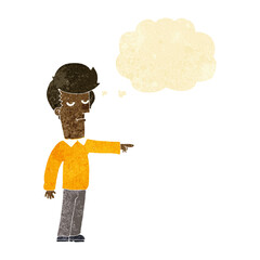 Fototapeta premium cartoon pointing man with thought bubble