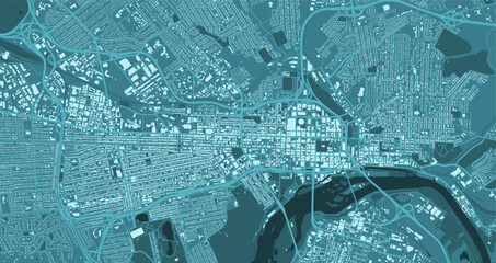 Detailed mint green vector map poster of Richmond city, Virginia, linear print map. Skyline urban panorama. Decorative graphic tourist map of Richmond territory.