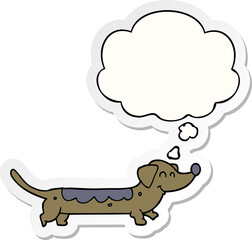 cartoon dog and thought bubble as a printed sticker