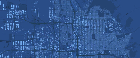 Detailed blue vector map poster of Salt Lake City, Utah, linear print map. Skyline urban panorama. Decorative graphic tourist map of Salt Lake City territory.