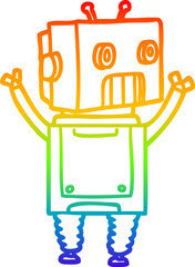 rainbow gradient line drawing cartoon robot