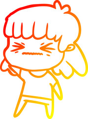 warm gradient line drawing cartoon woman