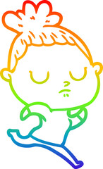 rainbow gradient line drawing cartoon calm woman