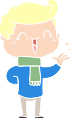 flat color style cartoon laughing boy