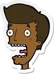 sticker of a cartoon terrified man
