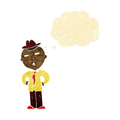 Obraz na płótnie Canvas cartoon man wearing hat with thought bubble