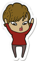 sticker of a cartoon woman
