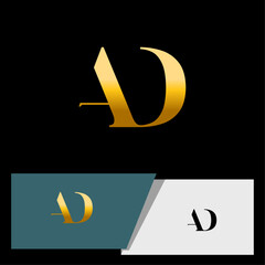 letter AD logo in elegant and minimal style with gold color