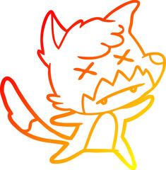 warm gradient line drawing cartoon dead fox