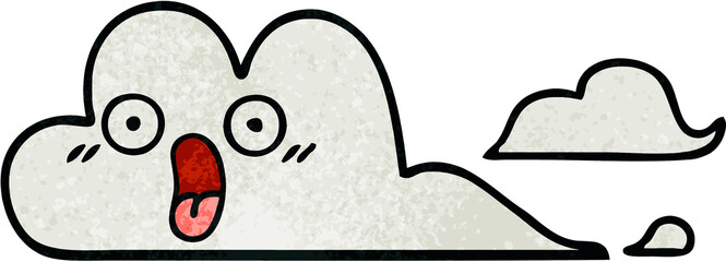 retro grunge texture cartoon white cloud