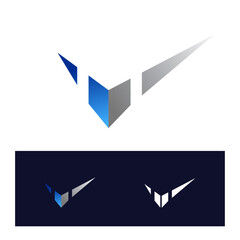 Strong bold Letter VM logo in modern style and in blue grey gradient color
