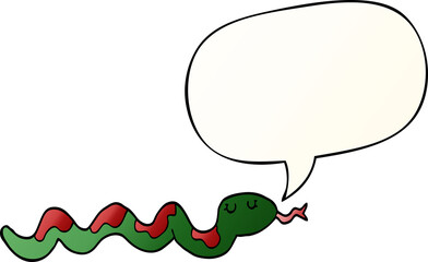cartoon snake and speech bubble in smooth gradient style
