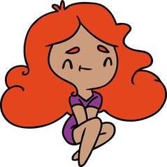 cartoon of a cute kawaii girl