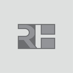 Letter RH logo with simple and abstract style in grey color