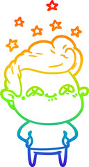 rainbow gradient line drawing cartoon excited man