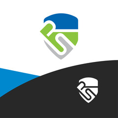 creative letter RS logo in shield shape for technology or security company