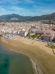 Aerial images of roses in the Costa Brava of Girona tourist city and beach Figueras Empuriabrava European tourism in Spain