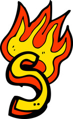 cartoon flaming letter