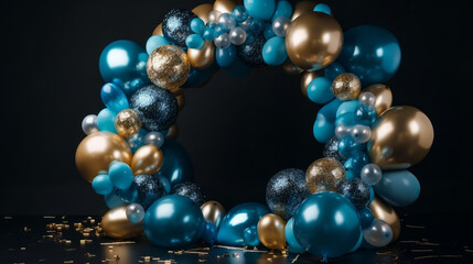 Obraz premium Happy Birthday Holiday Background with Balloons. Illustration AI Generative