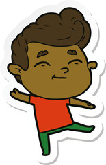 sticker of a happy cartoon man
