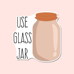 Vector doodle use your own jar ecological poster zero waste, sticker