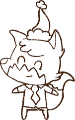 Christmas Dog Charcoal Drawing