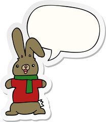 cartoon rabbit and speech bubble sticker