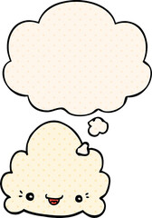cartoon cloud and thought bubble in comic book style