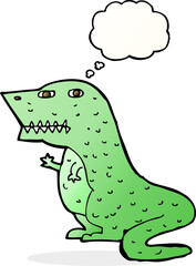 cartoon dinosaur with thought bubble