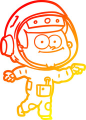 warm gradient line drawing happy astronaut cartoon