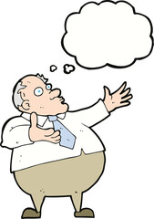 cartoon exasperated middle aged man with thought bubble