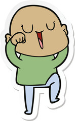 Fototapeta premium sticker of a happy cartoon bald man